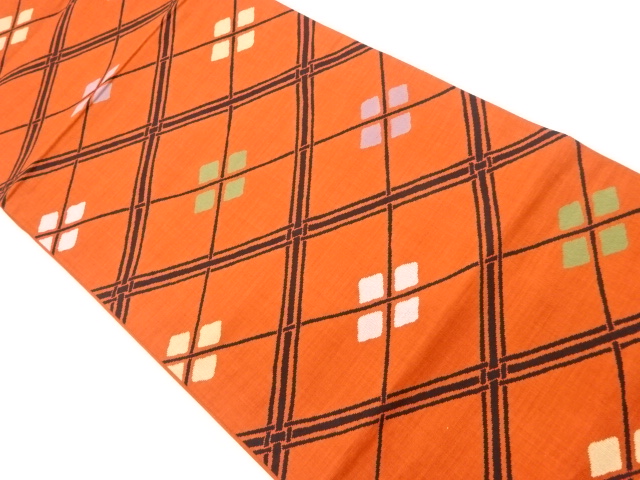 JAPANESE KIMONO / VINTAGE FUKURO OBI / WOVEN TASUKI LATTICE & RHOMBUS